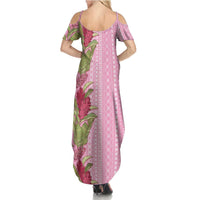 Women's Day Samoa Malu Tattoo Inspired Mix Teuila Family Matching Summer Maxi Dress and Hawaiian Shirt Rose Pink LT7 - Polynesian Pride