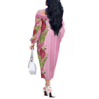 Women's Day Samoa Malu Tattoo Inspired Mix Teuila Off The Shoulder Long Sleeve Dress Rose Pink