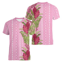 Women's Day Samoa Malu Tattoo Inspired Mix Teuila Women V-Neck T-Shirt Rose Pink LT7 - Polynesian Pride