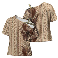 Women's Day Samoa Malu Tattoo Inspired Mix Teuila Cross Shoulder Shirt Vintage Tapa