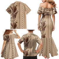 Women's Day Samoa Malu Tattoo Inspired Mix Teuila Family Matching Mermaid Dress and Hawaiian Shirt Vintage Tapa LT7 - Polynesian Pride
