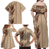 Women's Day Samoa Malu Tattoo Inspired Mix Teuila Family Matching Off Shoulder Maxi Dress and Hawaiian Shirt Vintage Tapa LT7 - Polynesian Pride