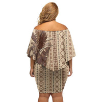 Women's Day Samoa Malu Tattoo Inspired Mix Teuila Family Matching Off Shoulder Short Dress and Hawaiian Shirt Vintage Tapa LT7 - Polynesian Pride