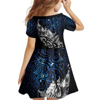 Maori Matariki Family Matching Off Shoulder Maxi Dress and Hawaiian Shirt Landscape Styled Fern - Galaxy LT7 - Polynesian Pride