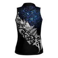 Maori Matariki Women Sleeveless Polo Shirt Landscape Styled Fern - Galaxy LT7 - Polynesian Pride