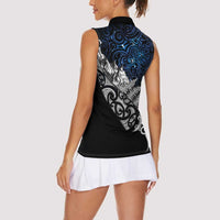 Maori Matariki Women Sleeveless Polo Shirt Landscape Styled Fern - Galaxy LT7 - Polynesian Pride