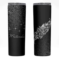 Maori Matariki Skinny Tumbler Landscape Styled Fern - Monochrome LT7 Black - Polynesian Pride