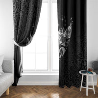 Maori Matariki Window Curtain Landscape Styled Fern - Monochrome