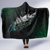 Maori Matariki Hooded Blanket Landscape Styled Fern - Paua Shell LT7 One Size Green - Polynesian Pride
