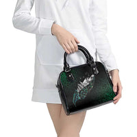 Maori Matariki Shoulder Handbag Landscape Styled Fern - Paua Shell