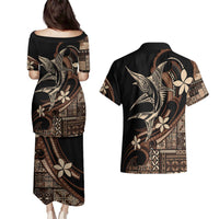 Samoa Manuia le Aso Tuto'atasi Couples Matching Puletasi and Hawaiian Shirt Siapo Mamanu Mix Tatau Marlin LT7 - Polynesian Pride