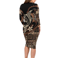 Samoa Manuia le Aso Tuto'atasi Family Matching Long Sleeve Bodycon Dress and Hawaiian Shirt Siapo Mamanu Mix Tatau Marlin LT7 - Polynesian Pride