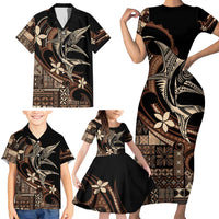 Samoa Manuia le Aso Tuto'atasi Family Matching Short Sleeve Bodycon Dress and Hawaiian Shirt Siapo Mamanu Mix Tatau Marlin LT7 - Polynesian Pride