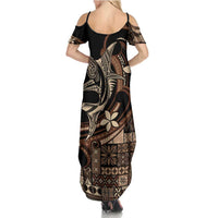 Samoa Manuia le Aso Tuto'atasi Family Matching Summer Maxi Dress and Hawaiian Shirt Siapo Mamanu Mix Tatau Marlin LT7 - Polynesian Pride