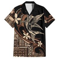 Samoa Manuia le Aso Tuto'atasi Hawaiian Shirt Siapo Mamanu Mix Tatau Marlin LT7 Black - Polynesian Pride