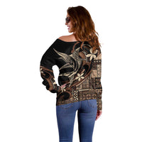 Samoa Manuia le Aso Tuto'atasi Off Shoulder Sweater Siapo Mamanu Mix Tatau Marlin