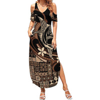 Samoa Manuia le Aso Tuto'atasi Summer Maxi Dress Siapo Mamanu Mix Tatau Marlin LT7 Women Black - Polynesian Pride