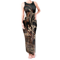 Samoa Manuia le Aso Tuto'atasi Tank Maxi Dress Siapo Mamanu Mix Tatau Marlin LT7 Women Black - Polynesian Pride