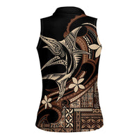 Samoa Manuia le Aso Tuto'atasi Women Sleeveless Polo Shirt Siapo Mamanu Mix Tatau Marlin LT7 - Polynesian Pride