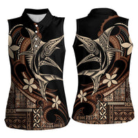 Samoa Manuia le Aso Tuto'atasi Women Sleeveless Polo Shirt Siapo Mamanu Mix Tatau Marlin LT7 - Polynesian Pride