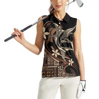 Samoa Manuia le Aso Tuto'atasi Women Sleeveless Polo Shirt Siapo Mamanu Mix Tatau Marlin LT7 - Polynesian Pride