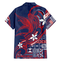 Samoa Manuia le Aso Tuto'atasi Family Matching Off Shoulder Short Dress and Hawaiian Shirt Siapo Mamanu Mix Tatau Marlin - Flag Color LT7 - Polynesian Pride