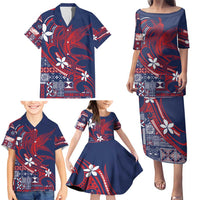Samoa Manuia le Aso Tuto'atasi Family Matching Puletasi and Hawaiian Shirt Siapo Mamanu Mix Tatau Marlin - Flag Color LT7 - Polynesian Pride
