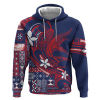 Samoa Manuia le Aso Tuto'atasi Hoodie Siapo Mamanu Mix Tatau Marlin - Flag Color LT7 Pullover Hoodie Blue - Polynesian Pride