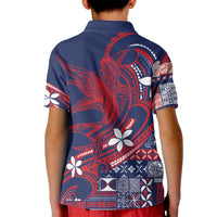 Samoa Manuia le Aso Tuto'atasi Kid Polo Shirt Siapo Mamanu Mix Tatau Marlin - Flag Color LT7 - Polynesian Pride