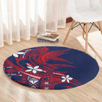 Samoa Manuia le Aso Tuto'atasi Round Carpet Siapo Mamanu Mix Tatau Marlin - Flag Color LT7 - Polynesian Pride