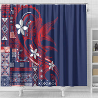 Samoa Manuia le Aso Tuto'atasi Shower Curtain Siapo Mamanu Mix Tatau Marlin - Flag Color LT7 - Polynesian Pride