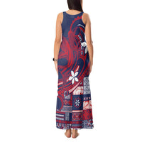 Samoa Manuia le Aso Tuto'atasi Tank Maxi Dress Siapo Mamanu Mix Tatau Marlin - Flag Color LT7 - Polynesian Pride