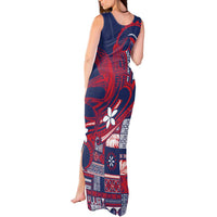 Samoa Manuia le Aso Tuto'atasi Tank Maxi Dress Siapo Mamanu Mix Tatau Marlin - Flag Color LT7 - Polynesian Pride
