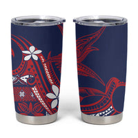 Samoa Manuia le Aso Tuto'atasi Tumbler Cup Siapo Mamanu Mix Tatau Marlin - Flag Color LT7 Blue - Polynesian Pride