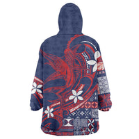 Samoa Manuia le Aso Tuto'atasi Wearable Blanket Hoodie Siapo Mamanu Mix Tatau Marlin - Flag Color LT7 - Polynesian Pride