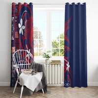 Samoa Manuia le Aso Tuto'atasi Window Curtain Siapo Mamanu Mix Tatau Marlin - Flag Color LT7 - Polynesian Pride