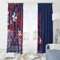 Samoa Manuia le Aso Tuto'atasi Window Curtain Siapo Mamanu Mix Tatau Marlin - Flag Color LT7 - Polynesian Pride
