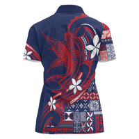 Samoa Manuia le Aso Tuto'atasi Women Polo Shirt Siapo Mamanu Mix Tatau Marlin - Flag Color LT7 - Polynesian Pride