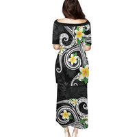Kanaka Maoli Hawaii Plumeria Family Matching Puletasi and Hawaiian Shirt Dancing Tentacles Black Style LT7 - Polynesian Pride