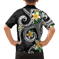 Kanaka Maoli Hawaii Plumeria Family Matching Short Sleeve Bodycon Dress and Hawaiian Shirt Dancing Tentacles Black Style LT7 - Polynesian Pride