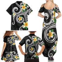Kanaka Maoli Hawaii Plumeria Family Matching Summer Maxi Dress and Hawaiian Shirt Dancing Tentacles Black Style LT7 - Polynesian Pride