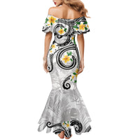 Kanaka Maoli Hawaii Plumeria Family Matching Mermaid Dress and Hawaiian Shirt Dancing Tentacles White Style LT7 - Polynesian Pride