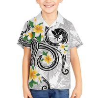 Kanaka Maoli Hawaii Plumeria Family Matching Off Shoulder Short Dress and Hawaiian Shirt Dancing Tentacles White Style LT7 Son's Shirt White - Polynesian Pride