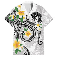 Kanaka Maoli Hawaii Plumeria Family Matching Puletasi and Hawaiian Shirt Dancing Tentacles White Style LT7 Dad's Shirt - Short Sleeve White - Polynesian Pride