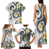 Kanaka Maoli Hawaii Plumeria Family Matching Tank Maxi Dress and Hawaiian Shirt Dancing Tentacles White Style LT7 - Polynesian Pride