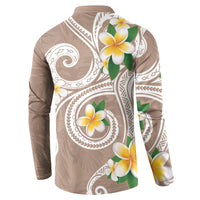 Kanaka Maoli Hawaii Plumeria Button Sweatshirt Dancing Tentacles Beige Style LT7 - Polynesian Pride