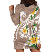 Kanaka Maoli Hawaii Plumeria Hoodie Dress Dancing Tentacles Beige Style LT7 - Polynesian Pride