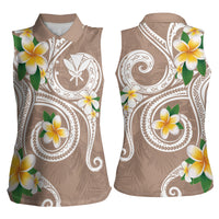 Kanaka Maoli Hawaii Plumeria Women Sleeveless Polo Shirt Dancing Tentacles Beige Style LT7 - Polynesian Pride