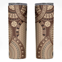 Bula Fiji Vintage Skinny Tumbler Brown Masi Motifs LT7 Brown - Polynesian Pride