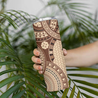 Bula Fiji Vintage Skinny Tumbler Brown Masi Motifs LT7 - Polynesian Pride